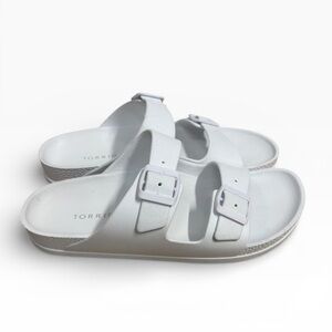 Torrid White EVA Double Buckle Slide Sandals Size 11 WW Comfort Summer Fit Wide